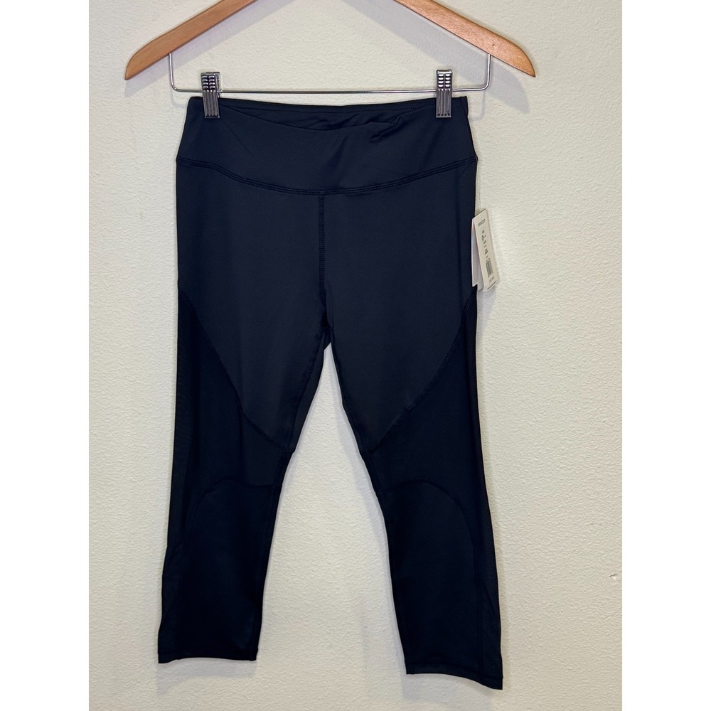 NWT Central park Activewear Women's Black Cropped Leggings Zip Pocket Size (S)